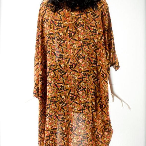 VTG 70's India Hand Blocked Silk Kimono Duster - Picture 3 of 3